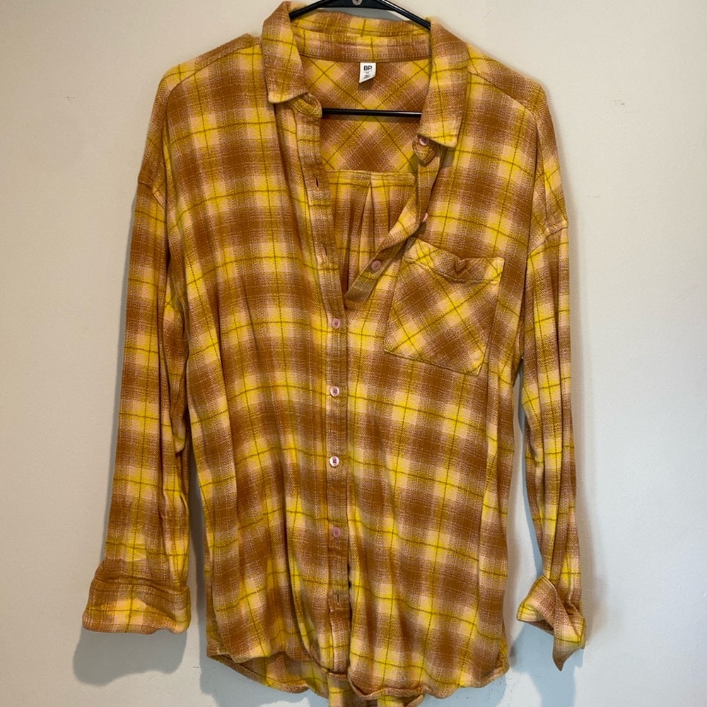 BP yellow brown pink flannel oversized